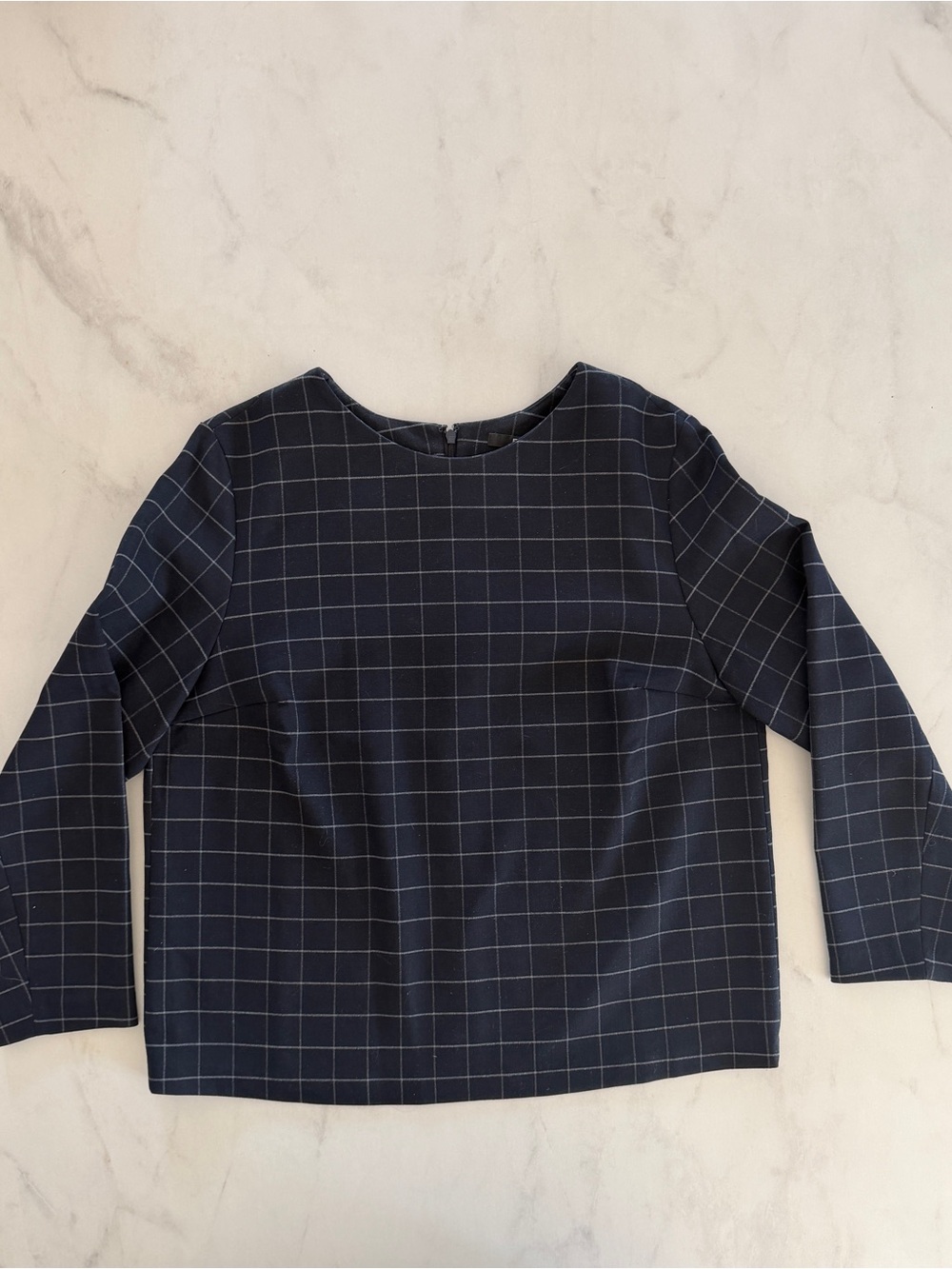 Uniqlo Navy Windowpane Long-Sleeve Top
